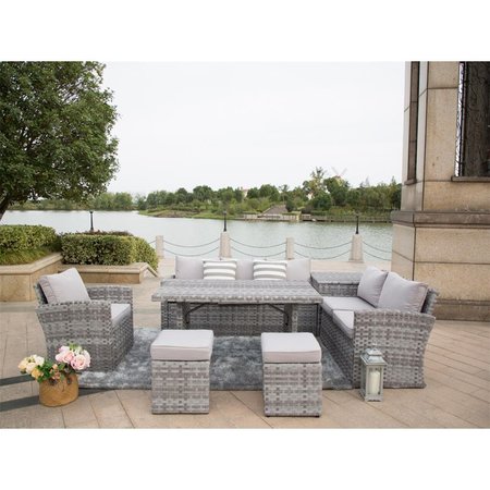 CLAUSTRO 7 Piece Outdoor PE Rattan Wicker Patio Sofa Set with Wide Cabinet, Gray CL2566970